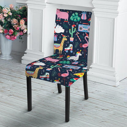Funny Christmas Animals Pattern Print Dining Chair Slipcover
