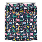 Funny Christmas Animals Pattern Print Duvet Cover Bedding Set