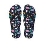 Funny Christmas Animals Pattern Print Flip Flops