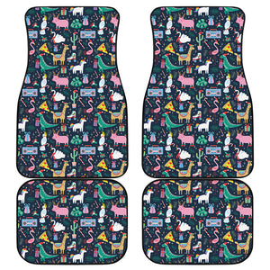 Funny Christmas Animals Pattern Print Front and Back Car Floor Mats