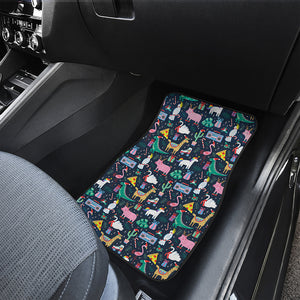 Funny Christmas Animals Pattern Print Front and Back Car Floor Mats