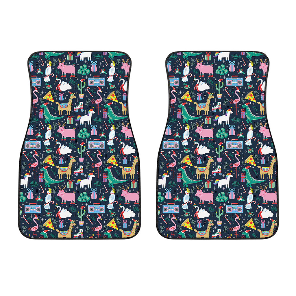 Funny Christmas Animals Pattern Print Front Car Floor Mats