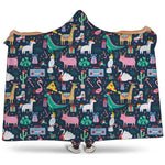 Funny Christmas Animals Pattern Print Hooded Blanket