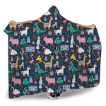 Funny Christmas Animals Pattern Print Hooded Blanket