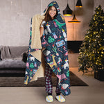 Funny Christmas Animals Pattern Print Hooded Blanket