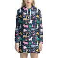 Funny Christmas Animals Pattern Print Pullover Hoodie Dress