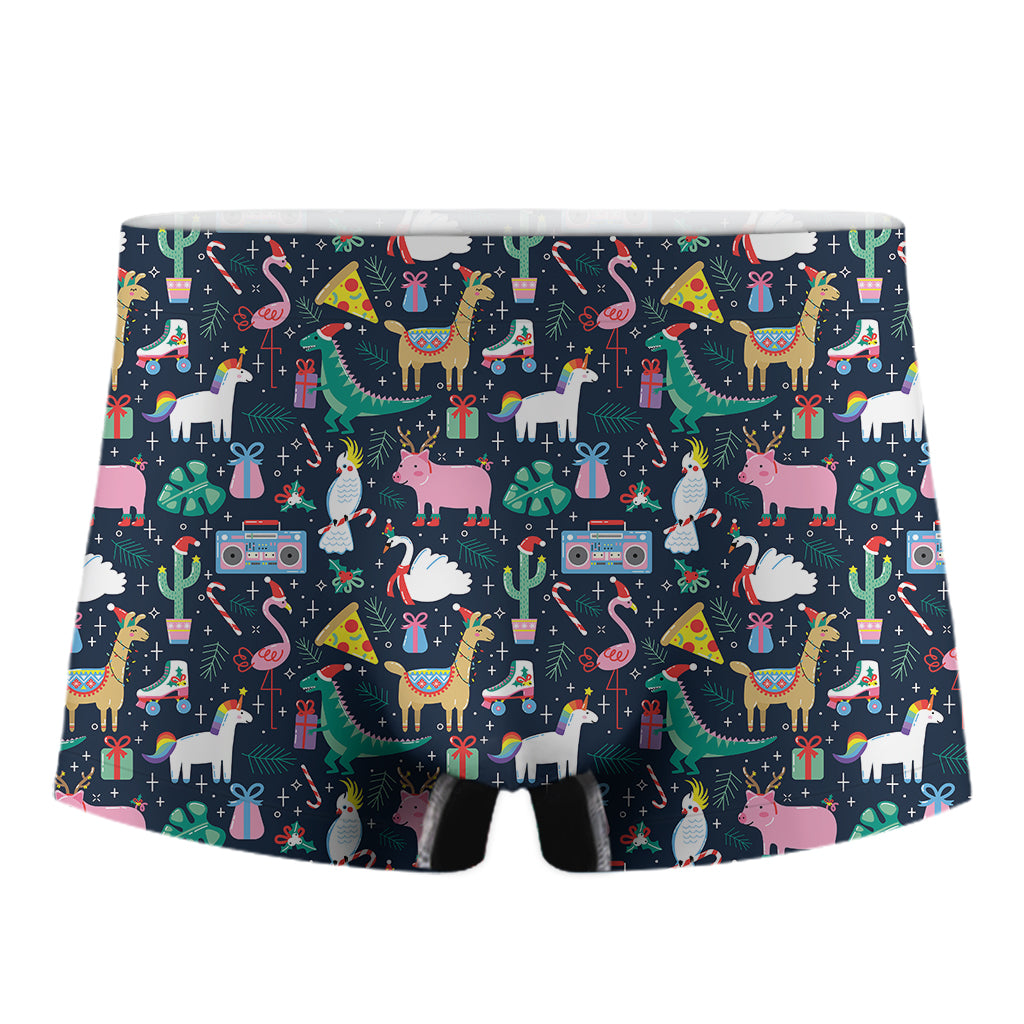 Funny Christmas Animals Pattern Print Men's Boxer Briefs
