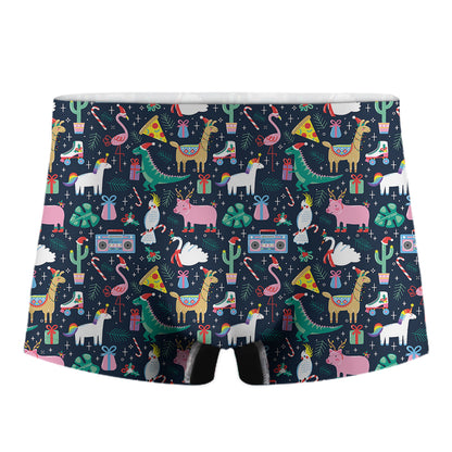 Funny Christmas Animals Pattern Print Men's Boxer Briefs