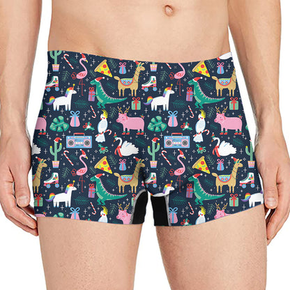 Funny Christmas Animals Pattern Print Men's Boxer Briefs