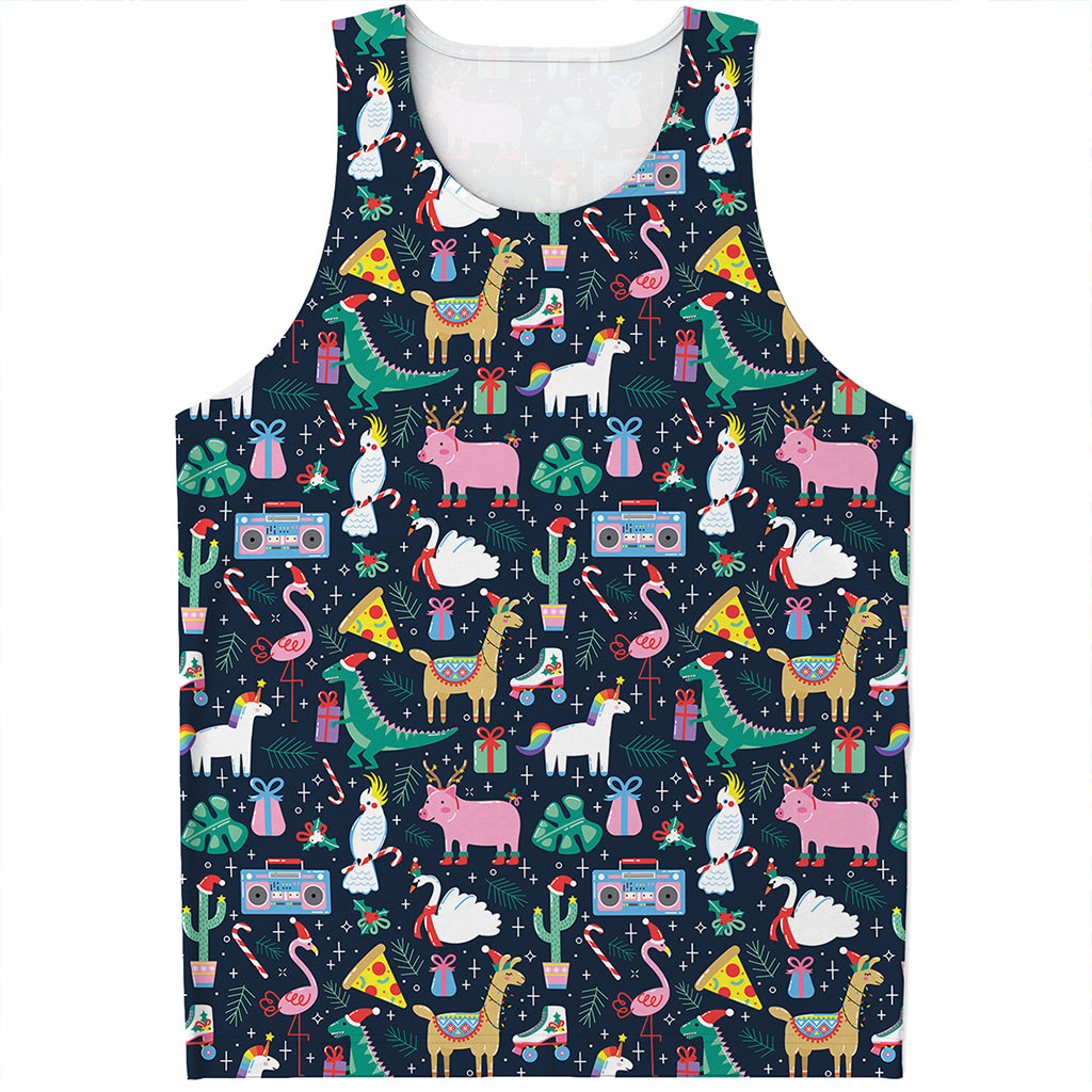 Funny Christmas Animals Pattern Print Men's Tank Top