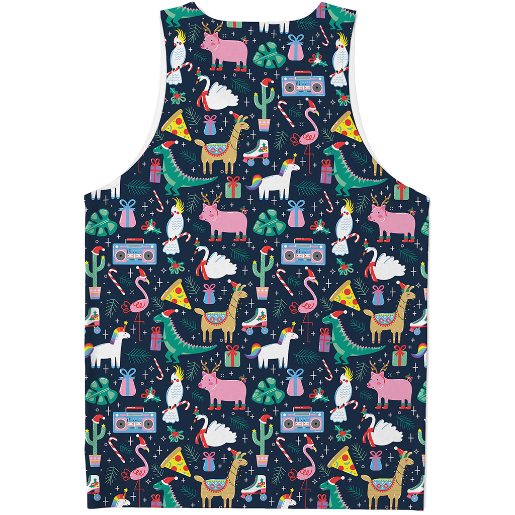 Funny Christmas Animals Pattern Print Men's Tank Top
