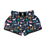 Funny Christmas Animals Pattern Print Muay Thai Boxing Shorts