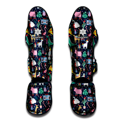 Funny Christmas Animals Pattern Print Muay Thai Shin Guard