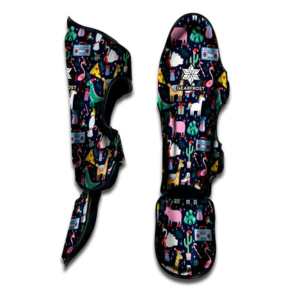 Funny Christmas Animals Pattern Print Muay Thai Shin Guard