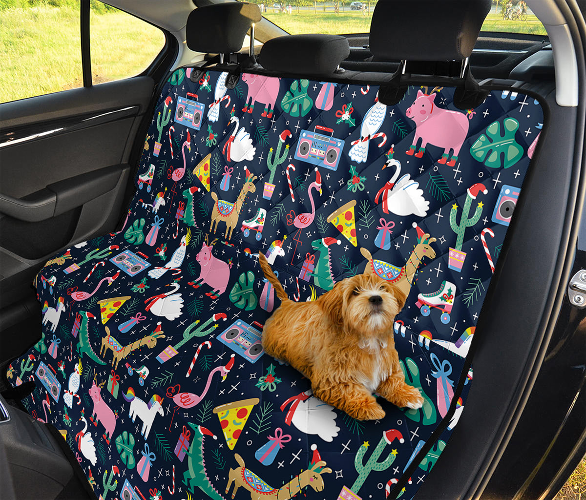 Funny Christmas Animals Pattern Print Pet Car Back Seat Cover