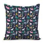Funny Christmas Animals Pattern Print Pillow Cover