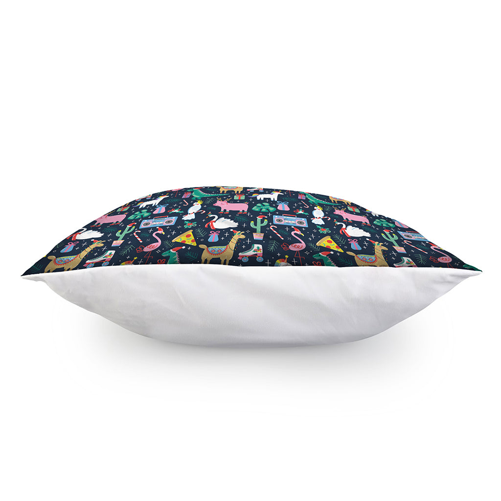 Funny Christmas Animals Pattern Print Pillow Cover