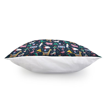 Funny Christmas Animals Pattern Print Pillow Cover
