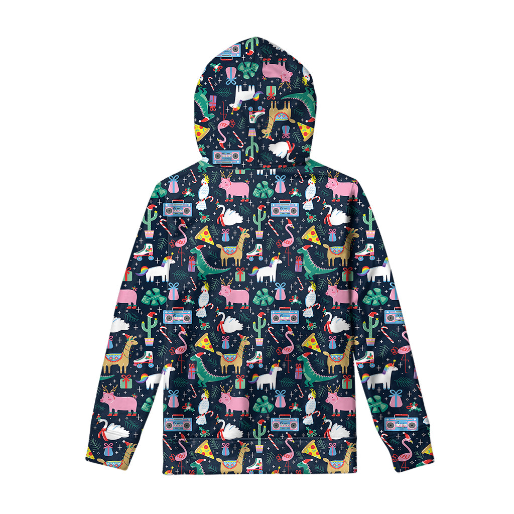 Funny Christmas Animals Pattern Print Pullover Hoodie