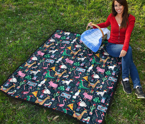 Funny Christmas Animals Pattern Print Quilt