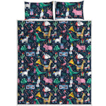 Funny Christmas Animals Pattern Print Quilt Bed Set