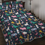 Funny Christmas Animals Pattern Print Quilt Bed Set