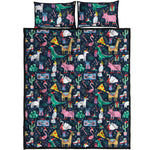 Funny Christmas Animals Pattern Print Quilt Bed Set