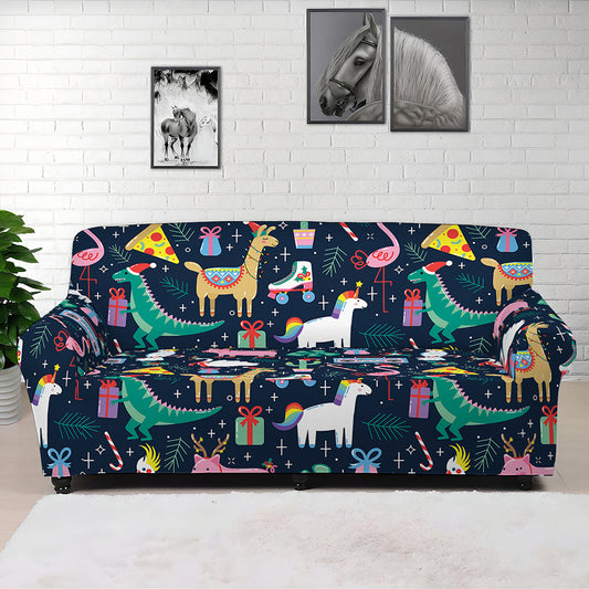 Funny Christmas Animals Pattern Print Sofa Cover