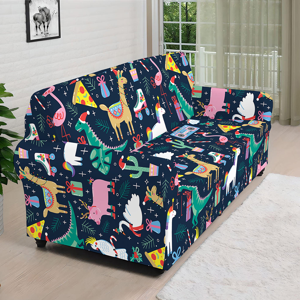 Funny Christmas Animals Pattern Print Sofa Cover