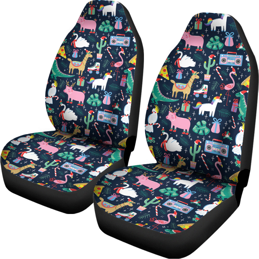 Funny Christmas Animals Pattern Print Universal Fit Car Seat Covers