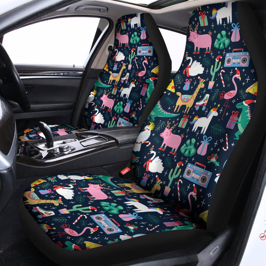 Funny Christmas Animals Pattern Print Universal Fit Car Seat Covers