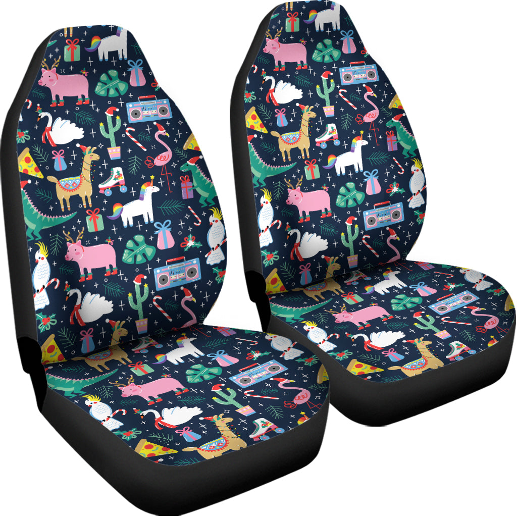 Funny Christmas Animals Pattern Print Universal Fit Car Seat Covers