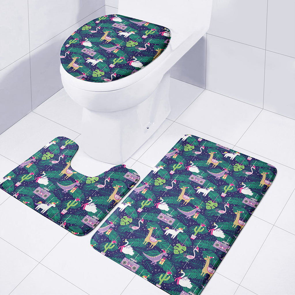 Funny Christmas Decoration Pattern Print 3 Piece Bath Mat Set