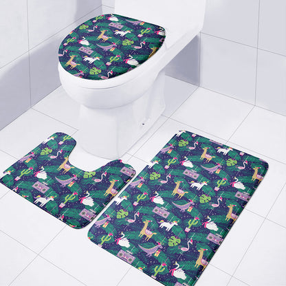 Funny Christmas Decoration Pattern Print 3 Piece Bath Mat Set