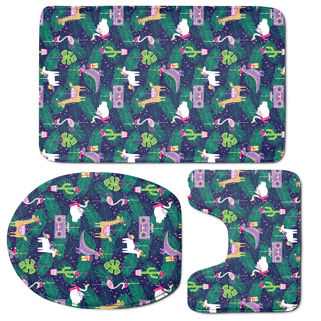 Funny Christmas Decoration Pattern Print 3 Piece Bath Mat Set