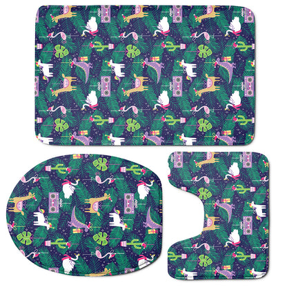 Funny Christmas Decoration Pattern Print 3 Piece Bath Mat Set