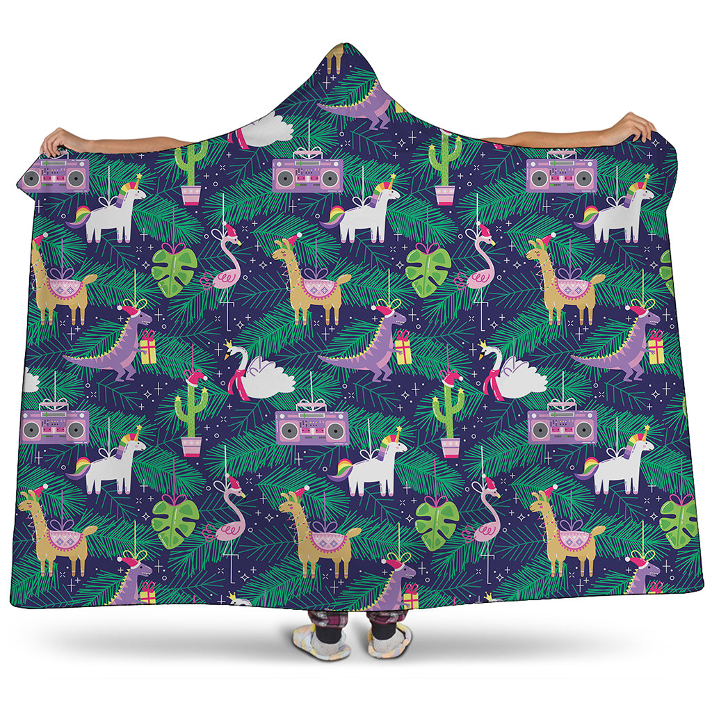 Funny Christmas Decoration Pattern Print Hooded Blanket