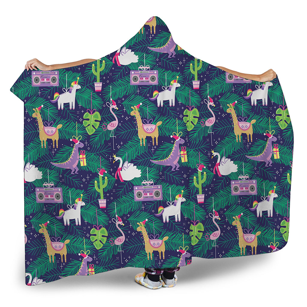 Funny Christmas Decoration Pattern Print Hooded Blanket