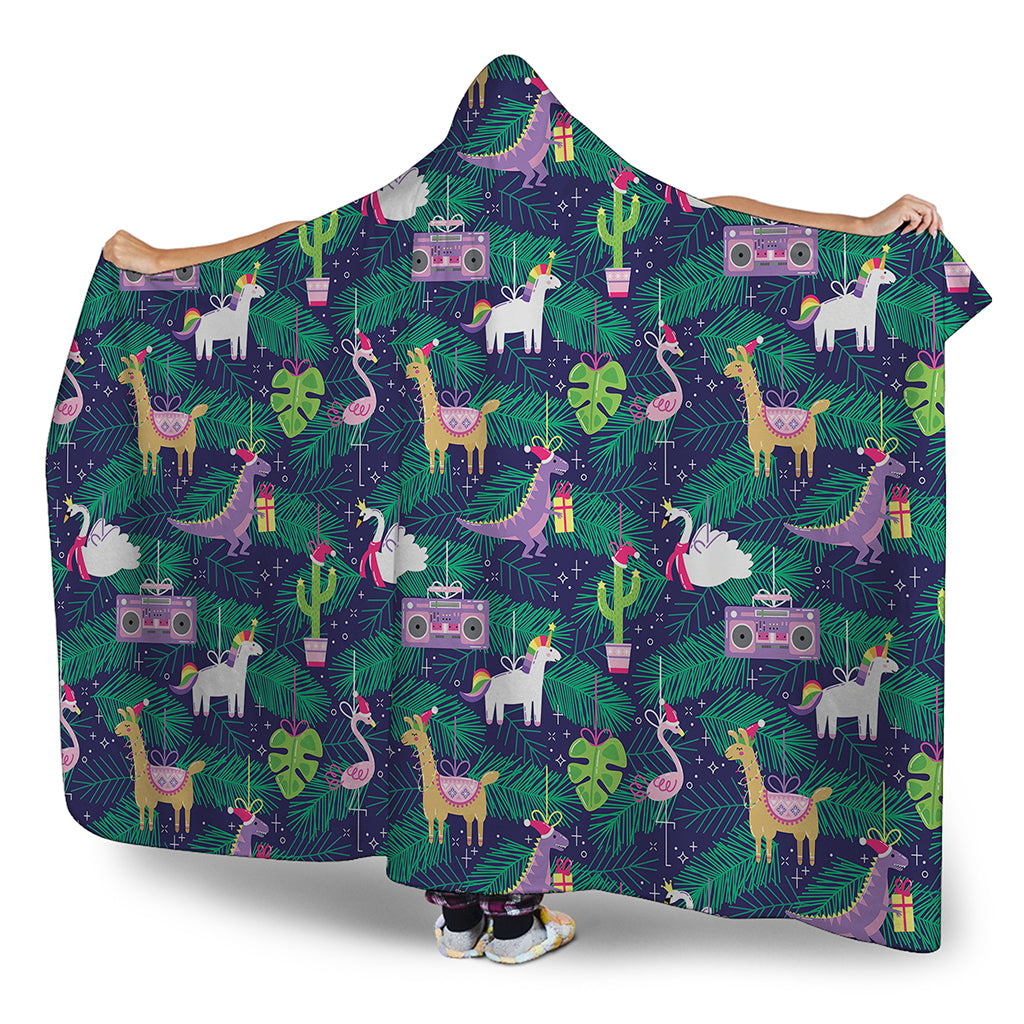 Funny Christmas Decoration Pattern Print Hooded Blanket