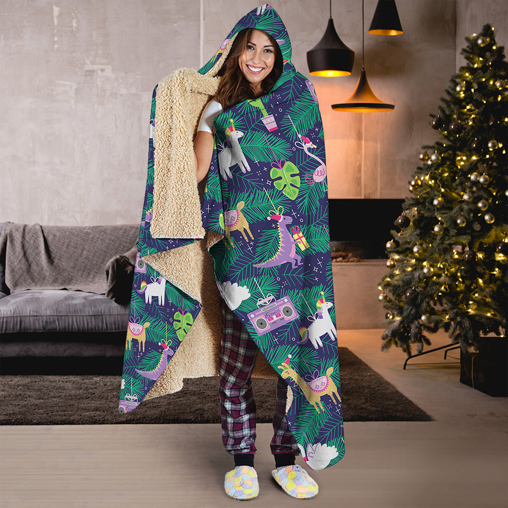 Funny Christmas Decoration Pattern Print Hooded Blanket