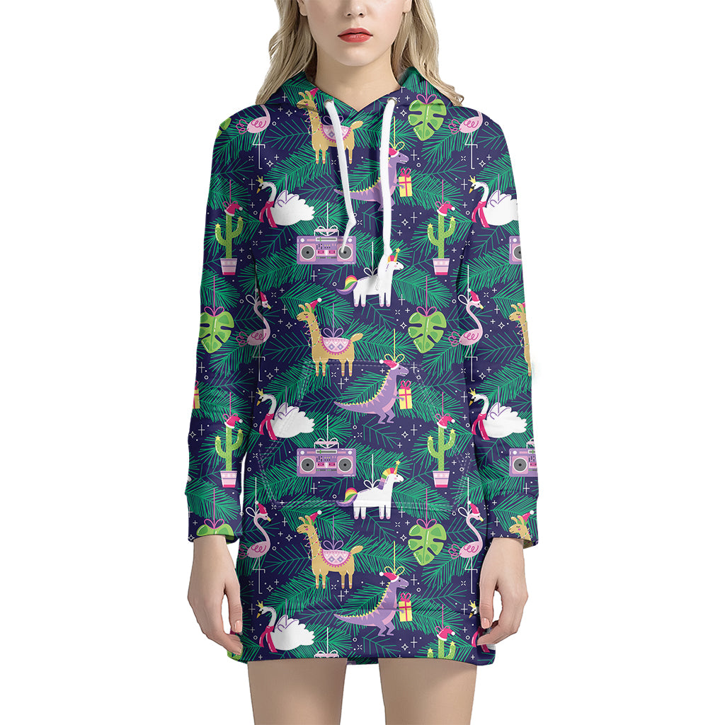 Funny Christmas Decoration Pattern Print Hoodie Dress