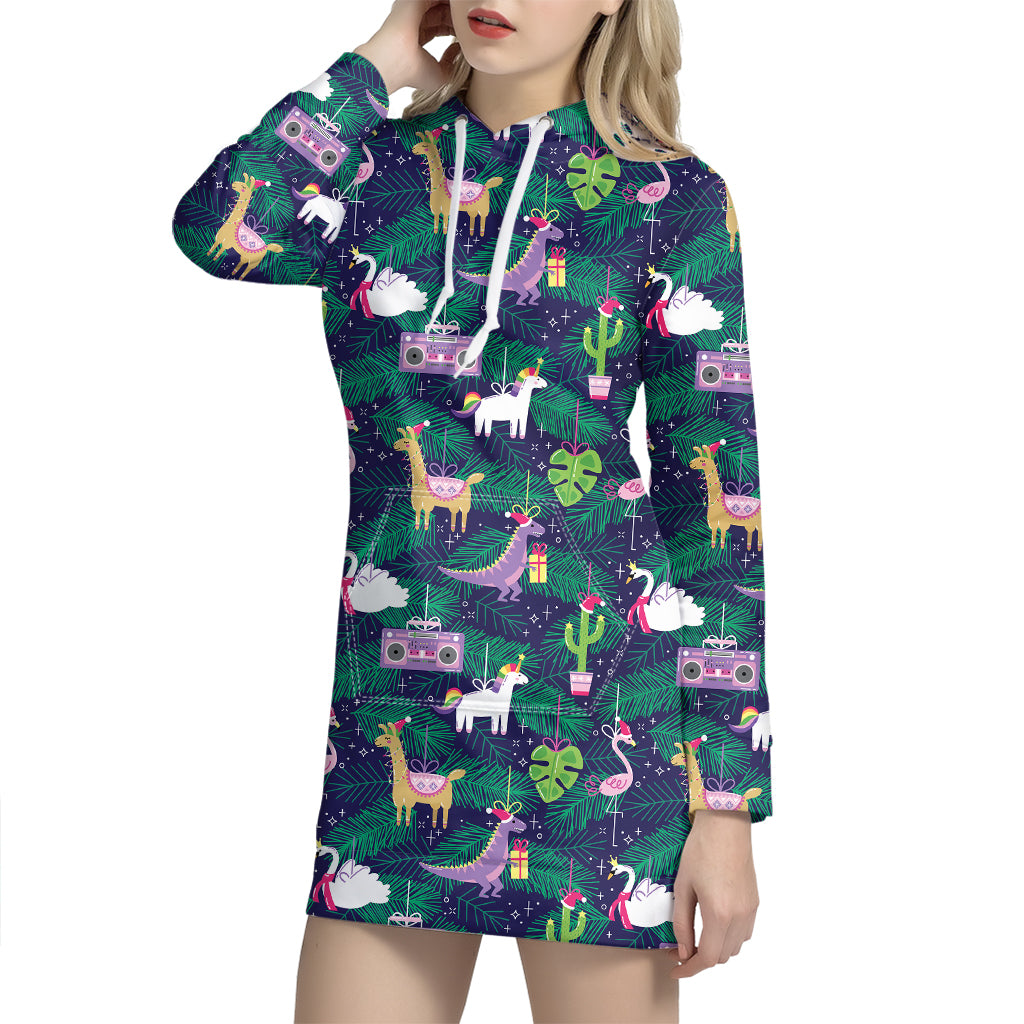 Funny Christmas Decoration Pattern Print Hoodie Dress