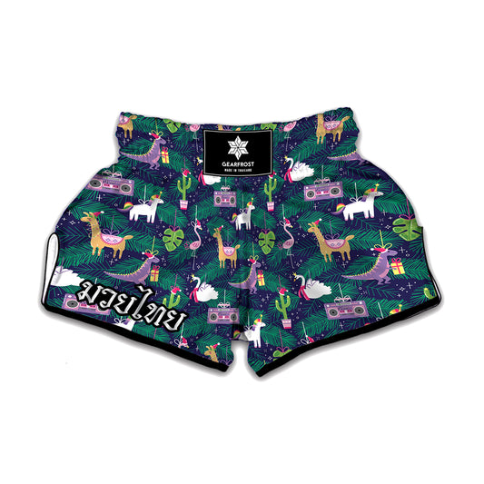 Funny Christmas Decoration Pattern Print Muay Thai Boxing Shorts