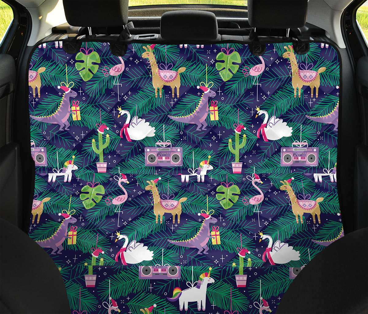 Funny Christmas Decoration Pattern Print Pet Car Back Seat Cover