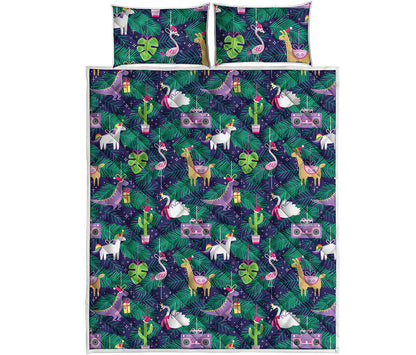 Funny Christmas Decoration Pattern Print Quilt Bed Set