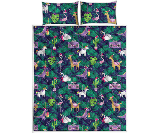 Funny Christmas Decoration Pattern Print Quilt Bed Set