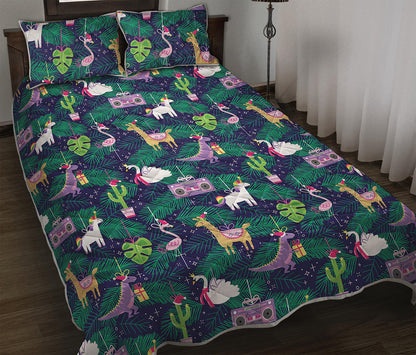 Funny Christmas Decoration Pattern Print Quilt Bed Set