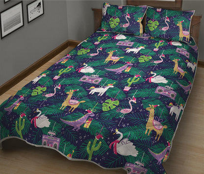 Funny Christmas Decoration Pattern Print Quilt Bed Set