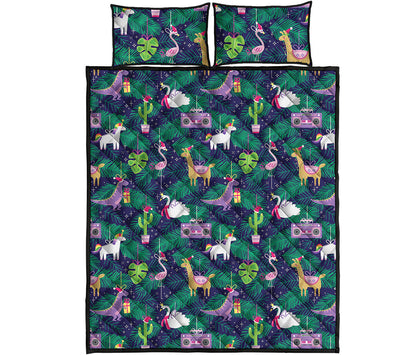 Funny Christmas Decoration Pattern Print Quilt Bed Set