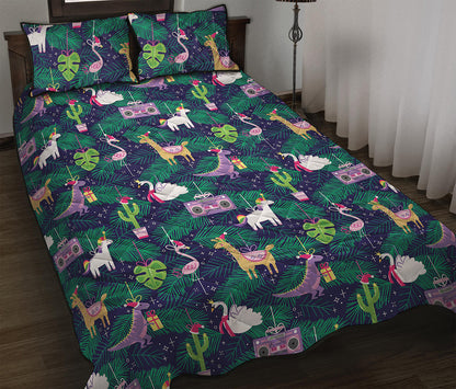 Funny Christmas Decoration Pattern Print Quilt Bed Set